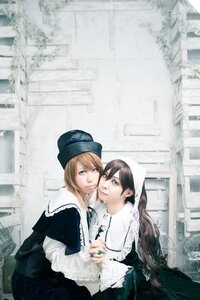 Rating: Safe Score: 0 Tags: 2girls black_hair blonde_hair blue_eyes brown_hair building dress green_eyes hat holding_hands long_hair long_sleeves multiple_cosplay multiple_girls nail_polish short_hair tagme yuri User: admin