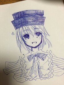 Rating: Safe Score: 0 Tags: 1girl :d blush capelet eyebrows_visible_through_hair heart image looking_at_viewer monochrome open_mouth photo short_hair smile solo souseiseki traditional_media upper_body yumeki_kokoro User: admin