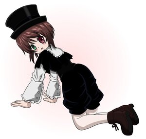 Rating: Safe Score: 0 Tags: 1girl :o all_fours blush boots brown_footwear brown_hair full_body green_eyes hat heterochromia image long_sleeves looking_at_viewer looking_back pantyhose red_eyes short_hair solo souseiseki striped striped_legwear top_hat white_legwear User: admin
