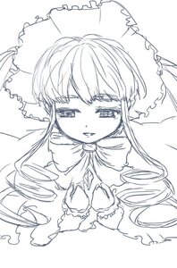 Rating: Safe Score: 0 Tags: 1girl bangs bow eyebrows_visible_through_hair frills greyscale hakurei_reimu half-closed_eyes image long_hair looking_at_viewer monochrome shinku sketch solo User: admin