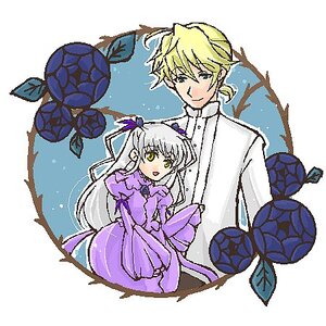 Rating: Safe Score: 0 Tags: 1boy 1girl barasuishou blonde_hair blush dress green_eyes hair_ribbon image long_hair long_sleeves ribbon smile solo white_hair User: admin