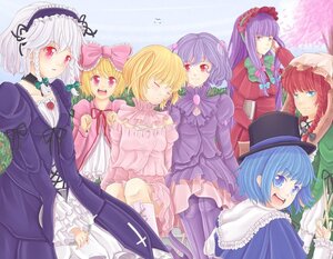 Rating: Safe Score: 0 Tags: 6+girls blonde_hair blue_eyes blue_hair bow braid dress flandre_scarlet hair_bow hair_ribbon hat hong_meiling image izayoi_sakuya long_hair multiple multiple_girls patchouli_knowledge purple_eyes purple_hair red_eyes red_hair remilia_scarlet ribbon short_hair side_ponytail silver_hair smile tagme twin_braids User: admin