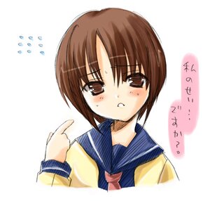 Rating: Safe Score: 0 Tags: 1girl bangs blue_sailor_collar blush brown_eyes brown_hair eyebrows_visible_through_hair flying_sweatdrops human image index_finger_raised kashiwaba_tomoe long_sleeves looking_at_viewer lowres oekaki pointing pointing_at_self rozen_maiden sailor_collar school_uniform serafuku setins short_hair simple_background solo sweatdrop upper_body white_background User: admin