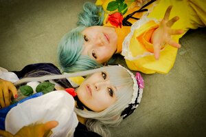 Rating: Safe Score: 0 Tags: 2girls brown_eyes drill_hair flower hands lips long_hair looking_at_viewer multiple_cosplay multiple_girls photo red_flower red_rose rose tagme User: admin
