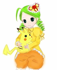 Rating: Safe Score: 0 Tags: 1girl ahoge bloomers drill_hair flower frills gen_1_pokemon green_eyes green_hair image kanaria long_sleeves pikachu pokemon_(creature) smile solo striped twin_drills yellow_dress User: admin
