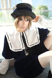 Rating: Safe Score: 0 Tags: 1girl 3d black_dress blonde_hair blurry dress hat lace lips long_sleeves looking_at_viewer realistic short_hair sitting smile solo souseiseki User: admin