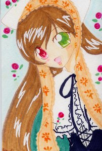 Rating: Safe Score: 0 Tags: 1girl :d auto_tagged brown_hair dress frills green_eyes head_scarf heterochromia image long_hair long_sleeves looking_at_viewer open_mouth red_eyes rose smile solo strawberry suiseiseki upper_body User: admin