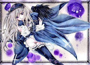 Rating: Safe Score: 0 Tags: 1girl black_wings blonde_hair boots dress frills image kneehighs long_hair long_sleeves purple_eyes rose sitting solo suigintou wings User: admin