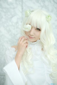 Rating: Safe Score: 0 Tags: 1girl artist_name bangs blunt_bangs closed_mouth flower hair_flower hair_ornament kirakishou lips long_hair looking_at_viewer solo upper_body vertical_stripes white_flower white_hair white_rose yellow_eyes User: admin
