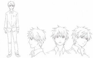 Rating: Safe Score: 0 Tags: 1boy bangs eyebrows_visible_through_hair frown full_body greyscale hair_between_eyes human jacket lineart long_sleeves looking_at_viewer monochrome multiple_views pants sakurada_jun school_uniform shirt shoes solo spiked_hair standing striped striped_shirt vertical_stripes User: admin