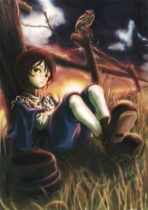 Rating: Safe Score: 0 Tags: 1boy 1girl cloud green_eyes image long_sleeves pants short_hair sitting sky solo souseiseki User: admin