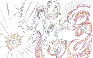 Rating: Safe Score: 0 Tags: 1girl belt emphasis_lines image long_hair monochrome open_mouth short_sleeves shorts solo suiseiseki User: admin