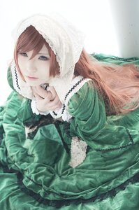 Rating: Safe Score: 0 Tags: 1girl bangs brown_hair dress frills green_dress green_eyes lips long_hair long_sleeves solo suiseiseki User: admin