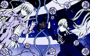 Rating: Safe Score: 0 Tags: 2girls barasuishou blue_eyes dress flower heterochromia image long_hair long_sleeves monochrome multiple_girls pair rose shinku spot_color standing suigintou twintails two_side_up very_long_hair wings User: admin