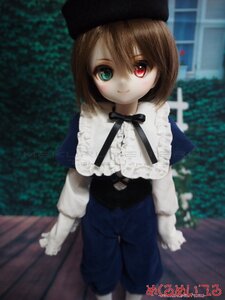 Rating: Safe Score: 0 Tags: 1girl beret blurry brown_hair capelet doll hat heterochromia long_sleeves looking_at_viewer outdoors red_eyes ribbon short_hair smile solo souseiseki standing User: admin