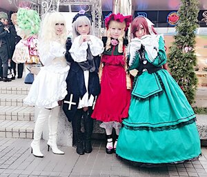 Rating: Safe Score: 0 Tags: 4girls 5girls blonde_hair blue_dress dress hairband hat long_hair looking_at_viewer multiple_cosplay multiple_girls pink_hair short_hair skirt smile tagme tiles User: admin