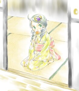 Rating: Safe Score: 0 Tags: 1girl ahoge drill_hair eating flower food green_eyes hair_ornament holding_food image japanese_clothes kanaria kimono obi sitting sliding_doors solo tatami twin_drills veranda User: admin