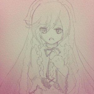 Rating: Safe Score: 0 Tags: 1girl dress frills image komeiji_satori long_sleeves monochrome open_mouth solo suiseiseki traditional_media User: admin