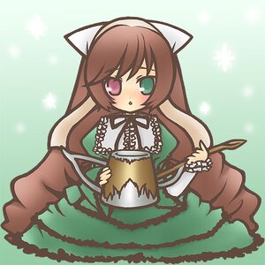 Rating: Safe Score: 0 Tags: 1girl animal_ears blush brown_hair dress frills green_background green_dress green_eyes heterochromia holding image long_hair long_sleeves red_eyes solo suiseiseki very_long_hair User: admin