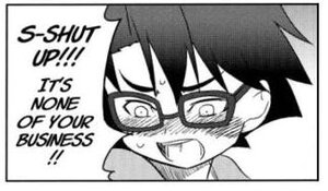 Rating: Safe Score: 0 Tags: 1boy 1girl black_border blush border english_text glasses greyscale human monochrome sakurada_jun simple_background solo sweat sweatdrop white_background User: admin
