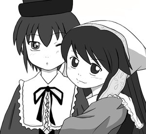 Rating: Safe Score: 0 Tags: 2girls auto_tagged blush dress frills greyscale hat image long_hair long_sleeves monochrome multiple_girls pair ribbon short_hair souseiseki suiseiseki User: admin