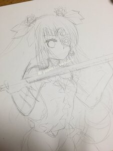 Rating: Safe Score: 0 Tags: 1girl barasuishou frills hair_ribbon image long_hair monochrome ribbon sketch solo traditional_media very_long_hair User: admin