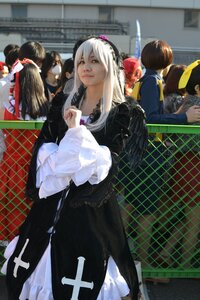 Rating: Safe Score: 0 Tags: blurry brown_hair chain-link_fence depth_of_field dress fence frills hairband long_hair long_sleeves multiple_girls photo solo stained_glass standing suigintou tiles User: admin