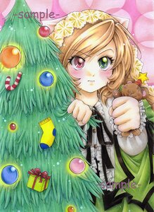 Rating: Safe Score: 0 Tags: 1girl blush brown_hair christmas_ornaments christmas_tree gift green_eyes hat heterochromia image looking_at_viewer marker_(medium) red_eyes ribbon short_hair solo star_(symbol) stuffed_animal suiseiseki teddy_bear traditional_media User: admin