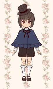 Rating: Safe Score: 0 Tags: brown_hair capelet flower full_body hat image kneehighs long_sleeves rose shoes short_hair shorts socks solo souseiseki standing striped top_hat white_legwear User: admin