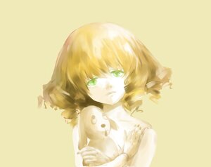 Rating: Safe Score: 0 Tags: 1girl animal blonde_hair cat drill_hair green_eyes hinaichigo image looking_at_viewer short_hair simple_background solo tears upper_body User: admin