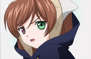 Rating: Safe Score: 0 Tags: 1girl auto_tagged bangs brown_hair green_eyes hood image looking_at_viewer open_mouth solo striped_background suiseiseki User: admin
