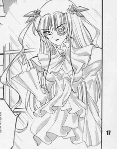 Rating: Safe Score: 0 Tags: 1girl barasuishou breasts dress frills greyscale hair_ornament image long_hair long_sleeves looking_at_viewer monochrome solo traditional_media very_long_hair User: admin