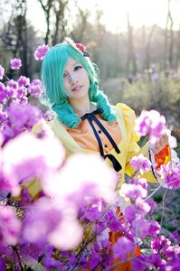 Rating: Safe Score: 0 Tags: 1girl aqua_hair blurry blurry_foreground braid depth_of_field flower hatsune_miku kanaria lips long_hair ribbon solo User: admin