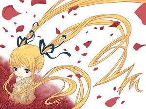 Rating: Safe Score: 0 Tags: 1girl blonde_hair blue_eyes bow flower hair_bow hair_ribbon image long_hair long_sleeves petals photoshop_(medium) red_flower red_rose ribbon rose rose_petals rozen_maiden saiguchi_otoufu shinku solo striped twintails very_long_hair white_background User: admin