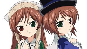 Rating: Safe Score: 0 Tags: 2girls auto_tagged brown_hair dress green_eyes hat heterochromia image long_hair long_sleeves looking_at_viewer multiple_girls pair red_eyes short_hair siblings simple_background sisters smile souseiseki suiseiseki top_hat twins white_background User: admin