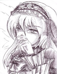 Rating: Safe Score: 0 Tags: 1girl auto_tagged greyscale hat image monochrome solo suigintou User: admin