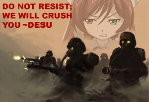 Rating: Safe Score: 0 Tags: brown_hair clenched_teeth english_text firing green_eyes gun image multiple_girls rifle solo suiseiseki teeth weapon User: admin