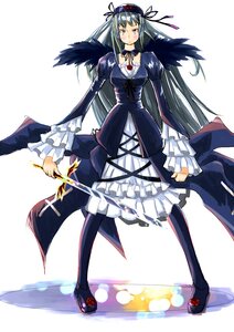 Rating: Safe Score: 0 Tags: 1girl black_hair black_wings choker dress frills gothic_lolita hairband hat image lolita_fashion long_hair long_sleeves looking_at_viewer pantyhose ribbon solo suigintou wings User: admin