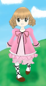 Rating: Safe Score: 0 Tags: 1girl :d bow brown_hair cloud cross-laced_footwear day dress full_body green_eyes hina_ichigo hinaichigo image long_sleeves looking_at_viewer outdoors pink_dress ribbon shoes short_hair sky smile solo standing white_legwear User: admin