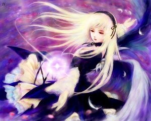Rating: Safe Score: 0 Tags: 1girl black_ribbon black_wings blonde_hair breasts commentary_request detached_collar dress feathered_wings feathers flower fm77_(artist) frills gothic gothic_lolita hairband image lolita_fashion long_hair long_sleeves petals ribbon rose rozen_maiden signature solo suigintou very_long_hair wings User: admin