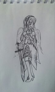 Rating: Safe Score: 0 Tags: 1girl greyscale image long_hair monochrome pointy_ears sketch solo suigintou sword thighhighs traditional_media weapon wings zettai_ryouiki User: admin
