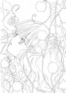 Rating: Safe Score: 0 Tags: 1girl bangs eyebrows_visible_through_hair flower image kirakishou leaf lineart long_hair monochrome portrait profile rose solo white_background white_flower User: admin