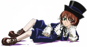Rating: Safe Score: 0 Tags: 1girl brown_hair dress frills full_body green_eyes hat heterochromia image long_sleeves looking_at_viewer lying red_eyes short_hair solo souseiseki top_hat User: admin