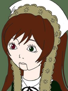 Rating: Safe Score: 0 Tags: 1girl auto_tagged brown_hair dress green_background green_eyes image long_hair long_sleeves open_mouth ribbon simple_background solo suiseiseki User: admin