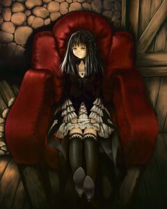 Rating: Safe Score: 0 Tags: 1girl armchair black_hair black_legwear chair couch dress frills gothic_lolita hairband image lolita_fashion long_hair sitting solo suigintou thighhighs User: admin