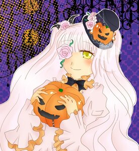 Rating: Safe Score: 0 Tags: 1girl candy eyepatch flower food halloween happy_halloween image jack-o'-lantern kirakishou lollipop long_hair pink_rose pumpkin pumpkin_hair_ornament purple_rose rose smile solo swirl_lollipop thorns yellow_eyes yellow_rose User: admin