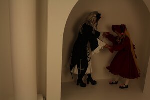Rating: Safe Score: 0 Tags: black_footwear blonde_hair bow dress hat long_hair long_sleeves multiple_cosplay multiple_girls red_dress shoes standing tagme User: admin