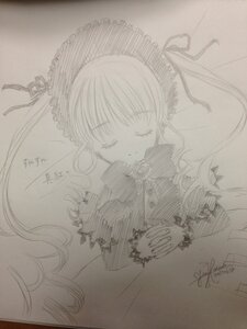 Rating: Safe Score: 0 Tags: 1girl closed_eyes dated dress drill_hair frills image long_hair monochrome photo shinku signature smile solo traditional_media twintails User: admin