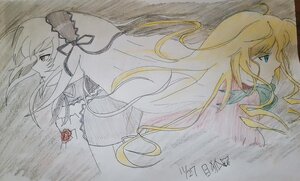 Rating: Safe Score: 0 Tags: 1girl blonde_hair dress floating_hair flower image long_hair pair profile red_flower red_rose ribbon rose shinku solo suigintou traditional_media very_long_hair watercolor_(medium) User: admin