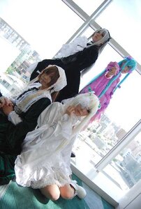 Rating: Safe Score: 0 Tags: 4girls black_dress brown_hair building closed_mouth dress indoors long_hair long_sleeves looking_at_viewer multiple_cosplay multiple_girls sitting tagme white_dress window User: admin